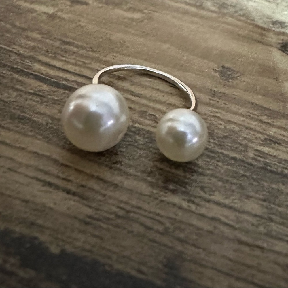 DOUBLE PEARL STERLING SILVER RING - Picture 5 of 6